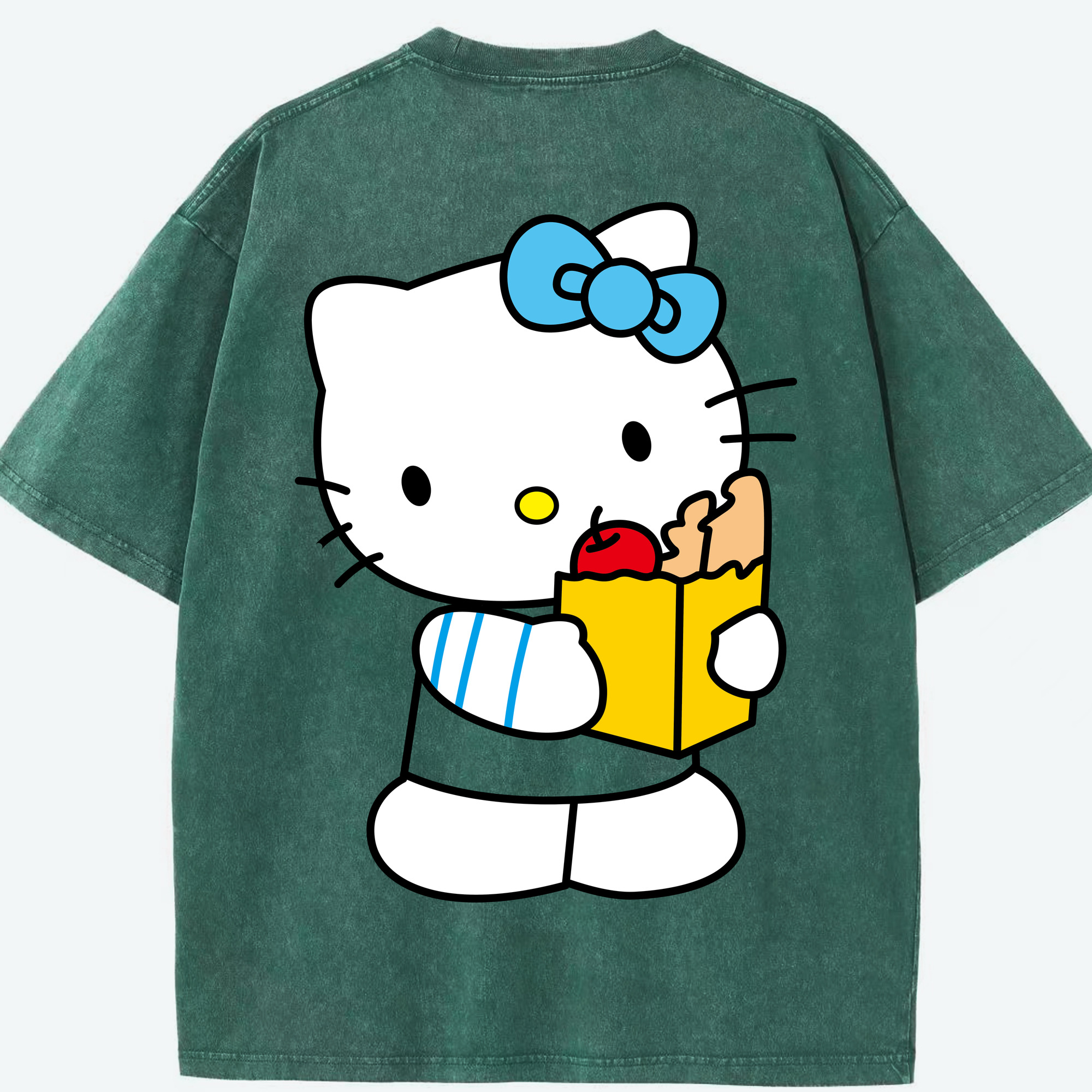 （画像用） Hello Kitty ハローキティ 綿100% ヴィンテージ風 半袖Tシャツ（背面プリント）
